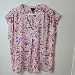 Ann Taylor Pink and Purple Floral Blouse